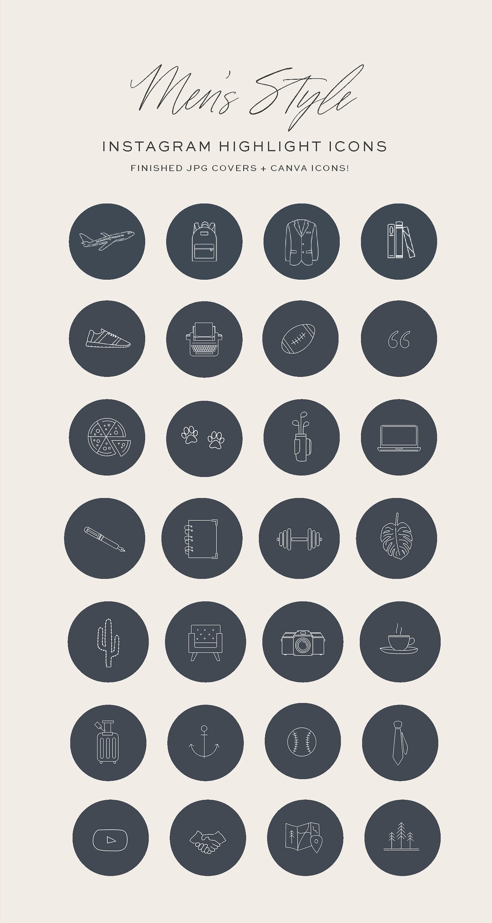 ícones para destaque do Instagram masculino