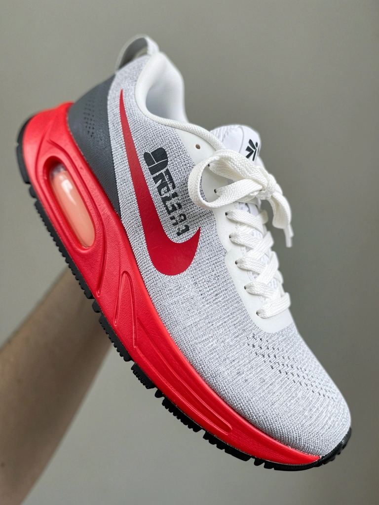 Tênis de corrida Nike Invincible Run 3 masculino em cinza e branco sobre fundo claro.