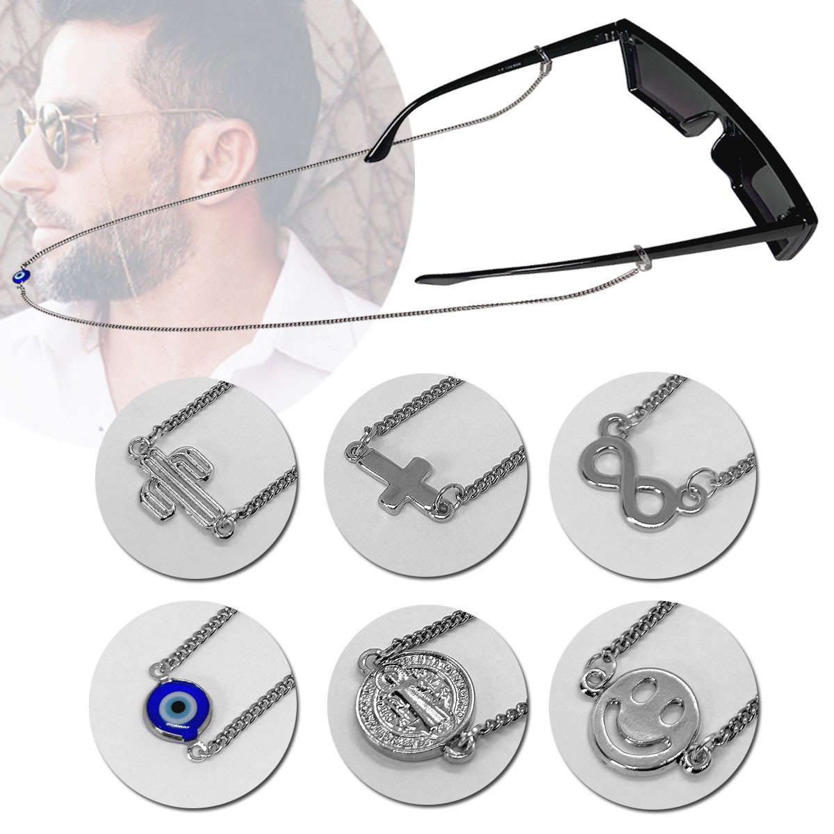 correntinha de óculos masculina